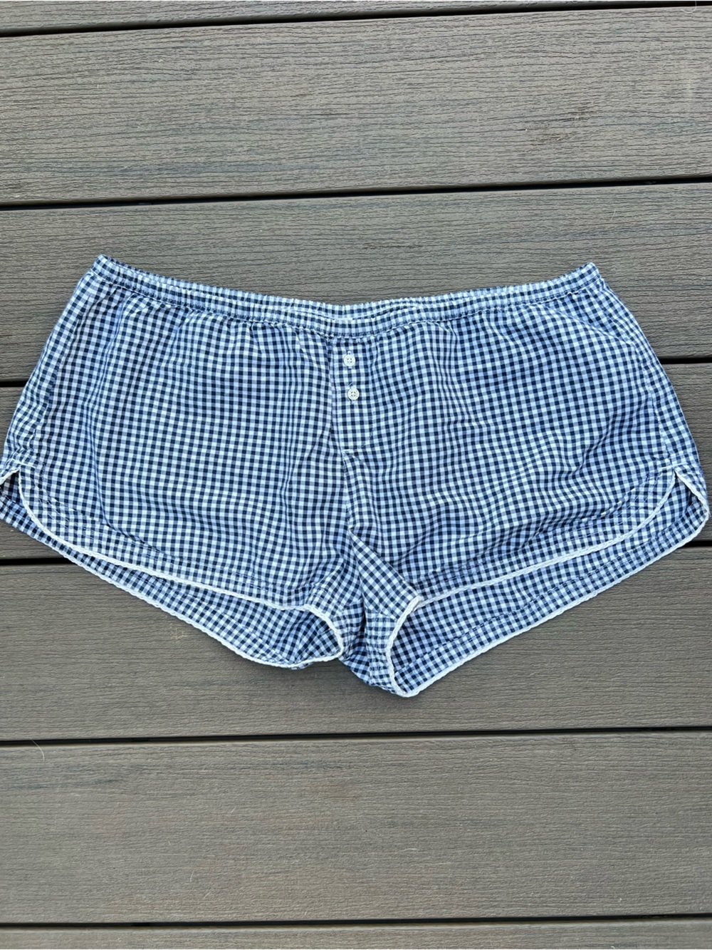 aerie Navy & White Gingham Sleep Shorts